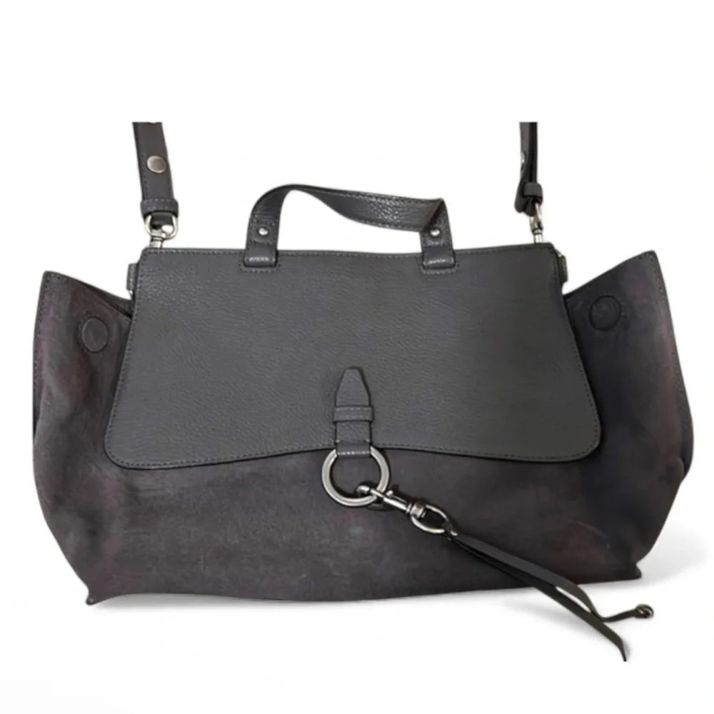 Rebecca Minkoff Medium Keith Leather & Suede Satchel Grey